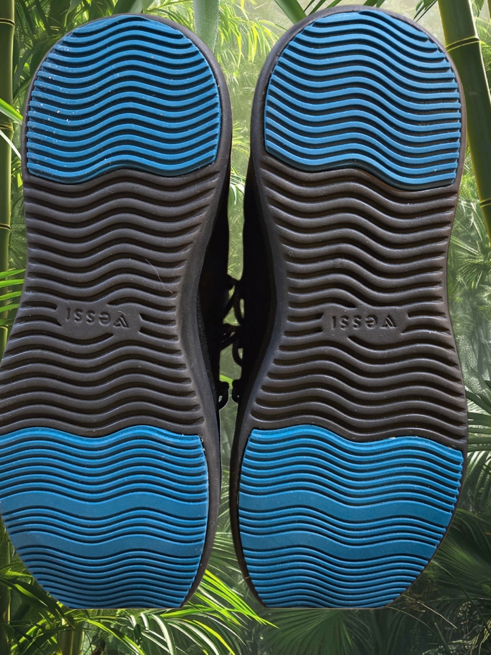 Vessi Cityscape Classic Storm Black Slip-Ons with Bright Blue Outsole Accents
